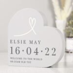Personalised Heart Motif Free Standing Grey Wooden Heart Ornament - Image 3