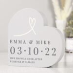 Personalised Heart Motif Free Standing Grey Wooden Heart Ornament - Image 6