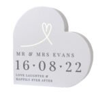 Personalised Heart Motif Free Standing Grey Wooden Heart Ornament - Image 7