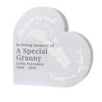 Personalised 'Always On My Mind' Feather Motif Free Standing Grey Wooden Heart Ornament - Image 8