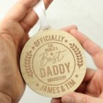 Personalised 'Officially The World's Best' Round Wooden Medal - Image 2