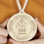 Personalised 'Officially The World's Best' Round Wooden Medal - Image 3