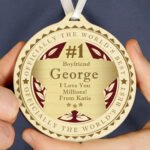 Personalised 'Officially The World's Best' Gold Medal Design Round Wooden Medal
