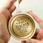 Personalised 'World's Best Teacher' Round Wooden Gold Medal - Image 4