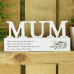 Personalised Any Message Botanical Design Wooden Mum Ornament