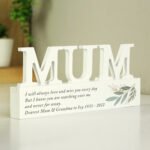 Personalised Any Message Botanical Design Wooden Mum Ornament - Image 2