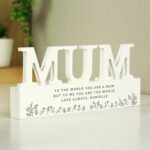 Personalised Any Message Floral Design Wooden Mum Ornament - Image 2