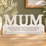 Personalised Any Message Floral Design Wooden Mum Ornament