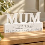 Personalised Any Message Floral Design Wooden Mum Ornament - Image 3