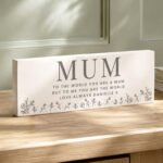 Personalised Any Message Floral Design Wooden Mum Ornament