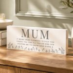Personalised Any Message Floral Design Wooden Mum Ornament - Image 3