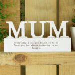 Personalised Any Message Heart Motif Wooden Mum Ornament