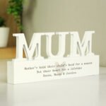 Personalised Any Message Heart Motif Wooden Mum Ornament - Image 2