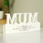Personalised Any Message Heart Motif Wooden Mum Ornament - Image 4
