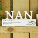 Personalised Any Message Botanical Design Wooden Nan Ornament