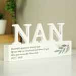 Personalised Any Message Botanical Design Wooden Nan Ornament - Image 2