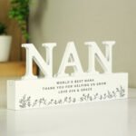 Personalised Any Message Floral Design Wooden Nan Ornament - Image 2
