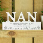 Personalised Any Message Floral Design Wooden Nan Ornament - Image 3
