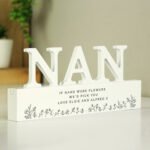 Personalised Any Message Floral Design Wooden Nan Ornament - Image 4