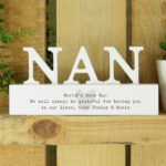 Personalised Any Message Heart Motif Wooden Nan Ornament