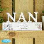 Personalised Me to You Any Message Floral Design Wooden Nan Ornament