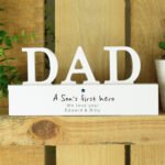 Personalised 'A Son's First Hero' Star Motif Wooden Dad Ornament