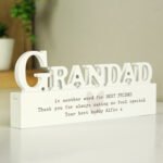 Personalised Any Message Heart Motif Wooden Grandad Ornament - Image 3