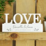 Personalised Any Message Botanical Design Wooden Love Ornament