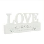 Personalised Any Message Botanical Design Wooden Love Ornament - Image 4