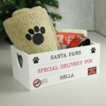 Personalised 'Santa Paws Special Delivery' Christmas Small White Wooden Storage Crate