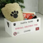 Personalised 'Santa Paws Special Delivery' Christmas Small White Wooden Storage Crate - Image 2
