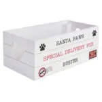 Personalised 'Santa Paws Special Delivery' Christmas Small White Wooden Storage Crate - Image 4