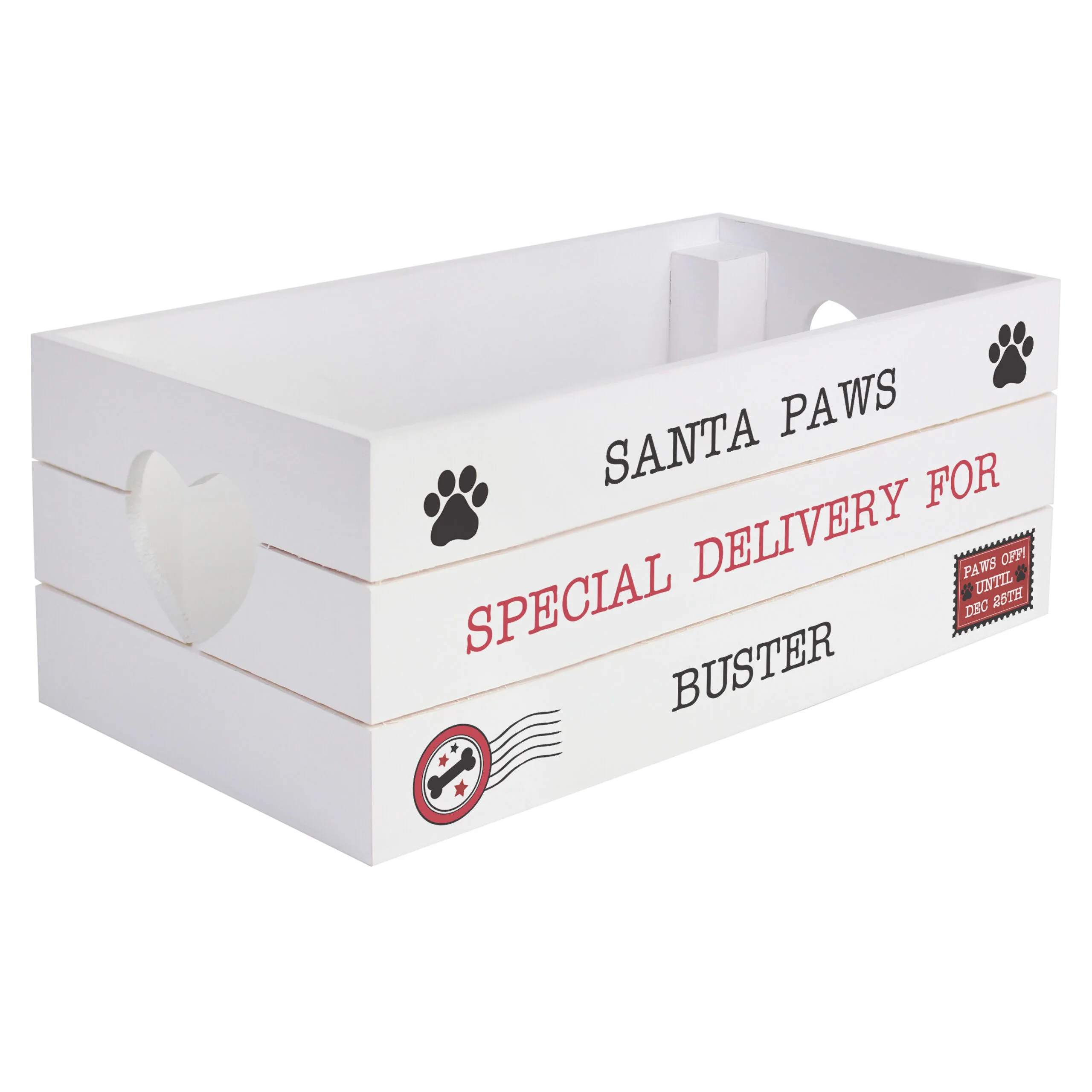 Personalised 'Santa Paws Special Delivery' Christmas Small White Wooden Storage Crate - Image 4