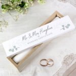 Personalised Any Message Botanical Leaves Design Wooden Certificate Holder