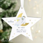 Personalised The Snowman Gold Moon Design Wooden Star Christmas Decoration - Image 3