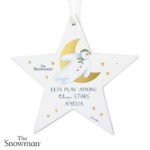 Personalised The Snowman Gold Moon Design Wooden Star Christmas Decoration - Image 5