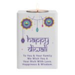 Personalised 'Happy Diwali' White Wooden Tea Light Candle Holder - Image 5