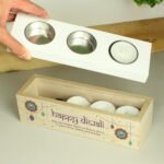 Personalised 'Happy Diwali' Wooden Triple Tea Light Candle Box - Image 2