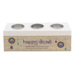 Personalised 'Happy Diwali' Wooden Triple Tea Light Candle Box - Image 6