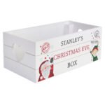 Personalised Santa & Elf Christmas Small White Wooden Storage Crate - Image 5