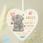 Personalised Me to You 'I Could Hold You Forever & Ever' Wooden Heart Decoration