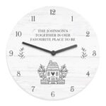 Personalised Any Message House & Leaf Design Shabby Chic Wooden Wall Clock - Image 6