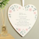 Personalised Any Message Floral Design Wooden Heart Shaped Decoration - Image 5
