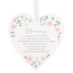 Personalised Any Message Floral Design Wooden Heart Shaped Decoration - Image 6