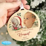 Personalised Tiny Tatty Teddy Photo Upload Round Wooden Christmas Decoration - Image 2