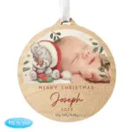 Personalised Tiny Tatty Teddy Photo Upload Round Wooden Christmas Decoration - Image 4