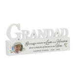 Personalised Botanical Design Memorial Photo Upload Wooden Grandad Ornament - Image 4