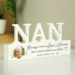 Personalised Botanical Design Memorial Photo Upload Wooden Nan Ornament - Image 3