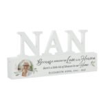 Personalised Botanical Design Memorial Photo Upload Wooden Nan Ornament - Image 4