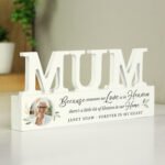 Personalised Botanical Design Memorial Photo Upload Wooden Mum Ornament - Image 2